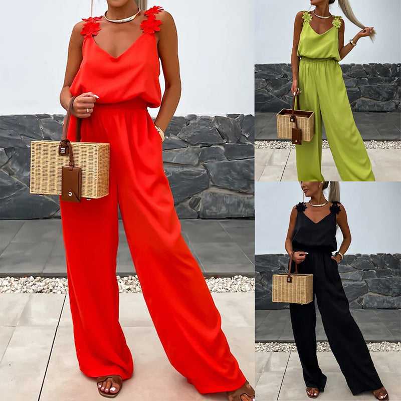 Trendy Sleeveless Wide Leg Jumpsuit - Summer-Ready.