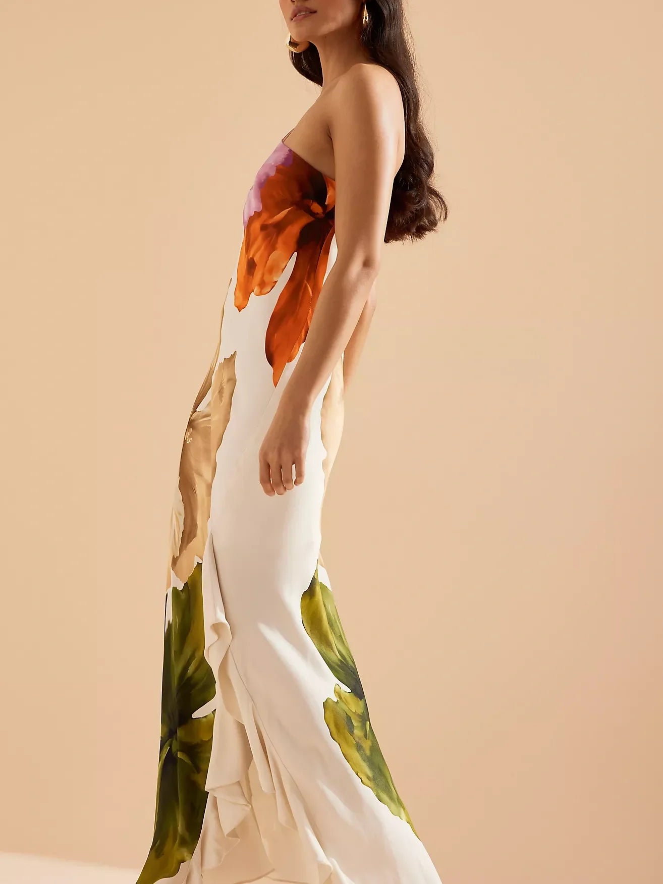 Love Filled Floral Print One Shoulder Dress