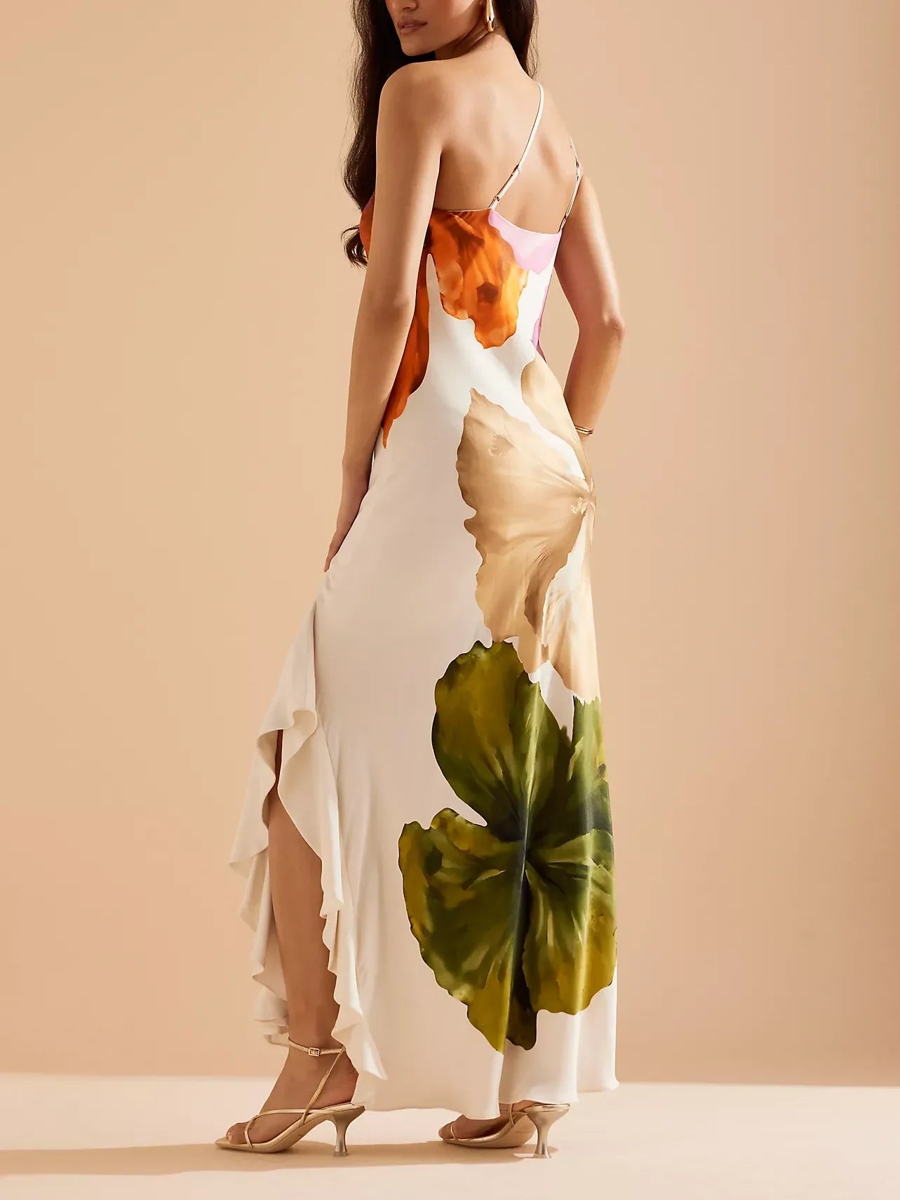 Love Filled Floral Print One Shoulder Dress