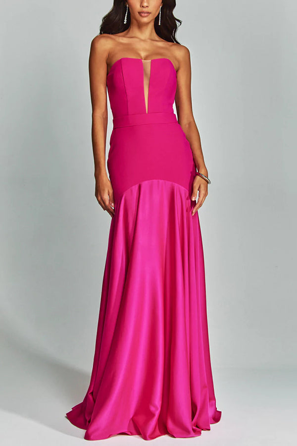Mermaid Style V-neck Satin Hem Party Dress