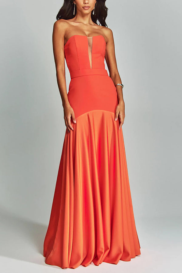 Mermaid Style V-neck Satin Hem Party Dress