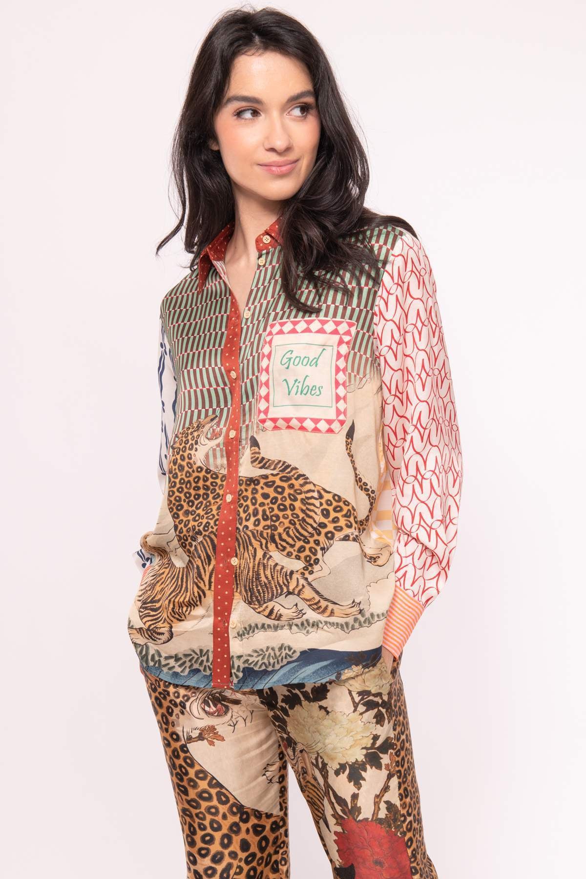 Unique Jungle Tiger Print Long Sleeve Loose Set