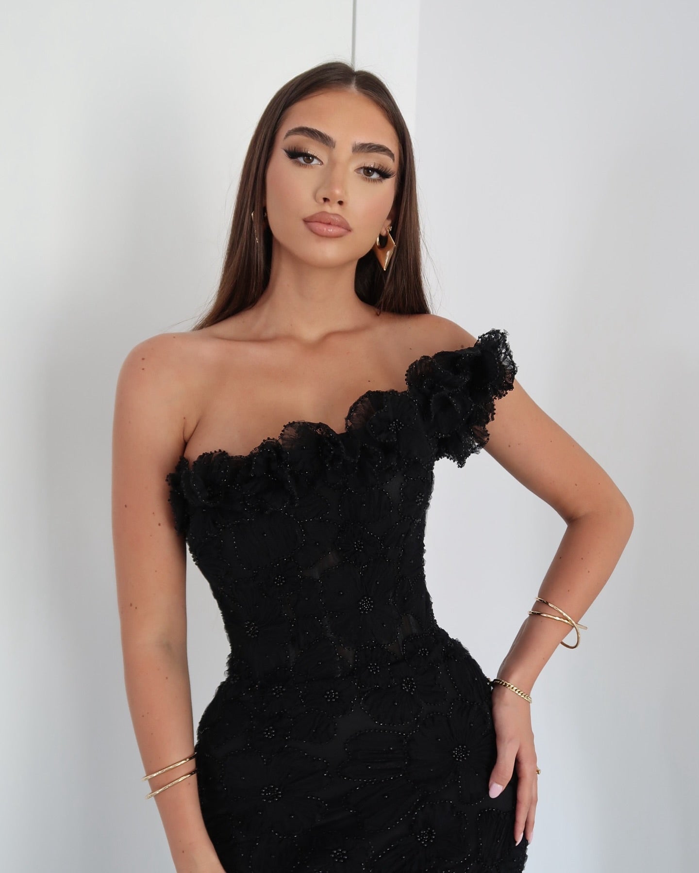 Sexy Elegant Shoulder Sleeveless Waist Slimming Dress