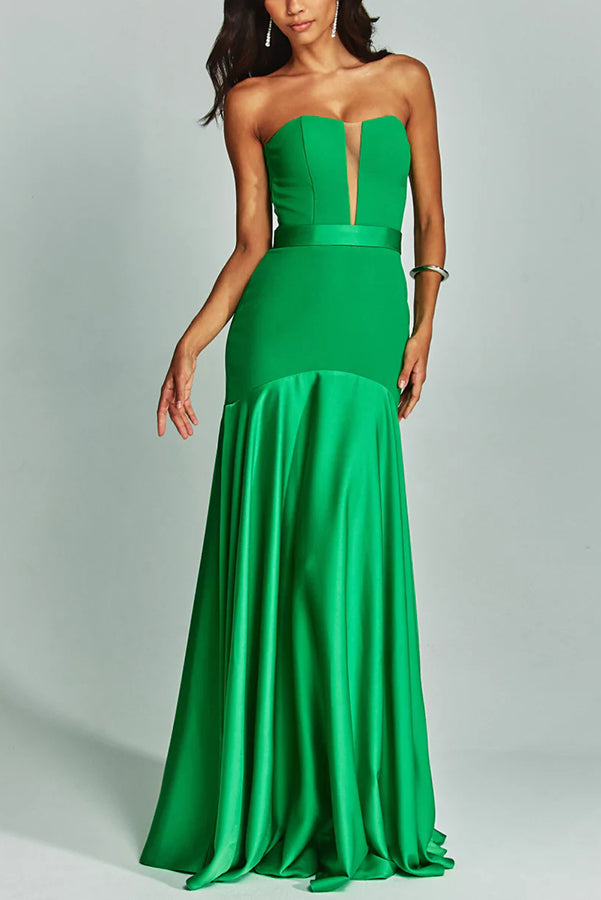 Mermaid Style V-neck Satin Hem Party Dress