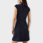 Military Style Cap Sleeve High Neck Mini Dress