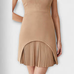 Military Style Cap Sleeve High Neck Mini Dress