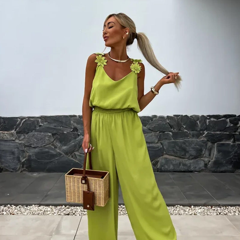 Trendy Sleeveless Wide Leg Jumpsuit - Summer-Ready.