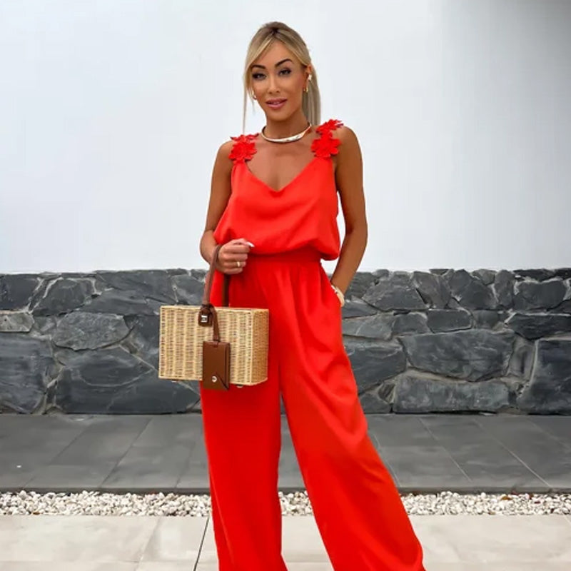 Trendy Sleeveless Wide Leg Jumpsuit - Summer-Ready.
