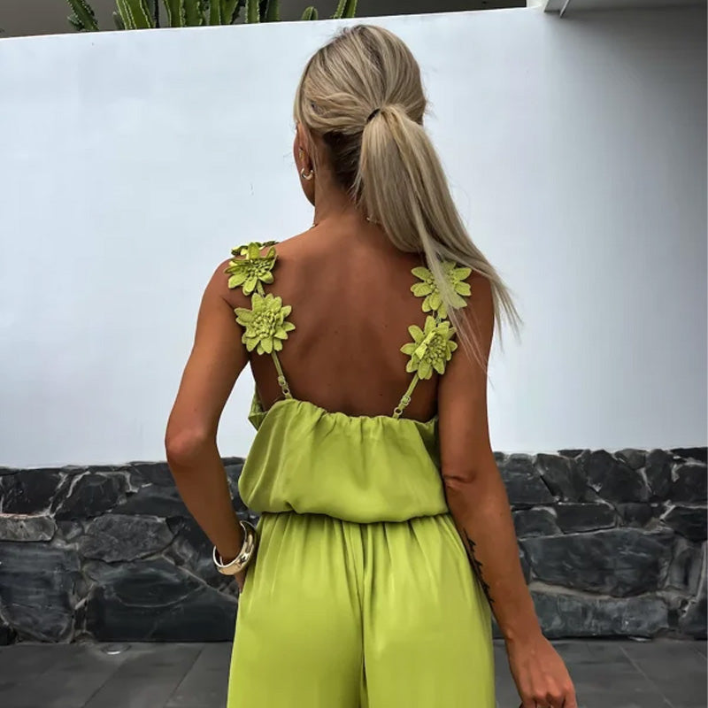 Trendy Sleeveless Wide Leg Jumpsuit - Summer-Ready.