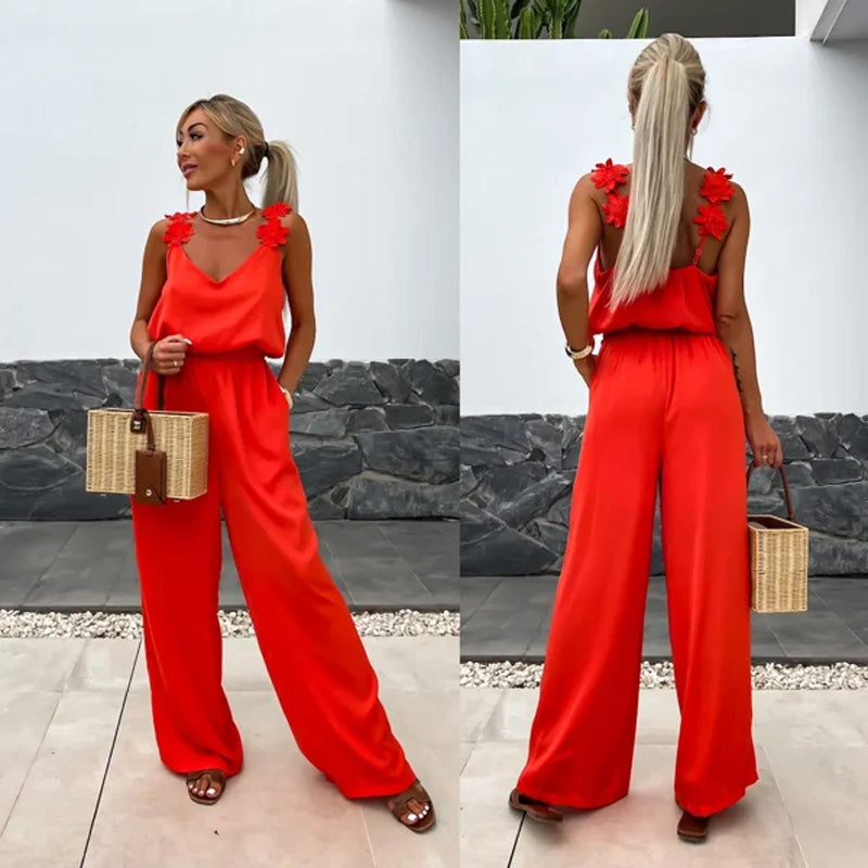 Trendy Sleeveless Wide Leg Jumpsuit - Summer-Ready.