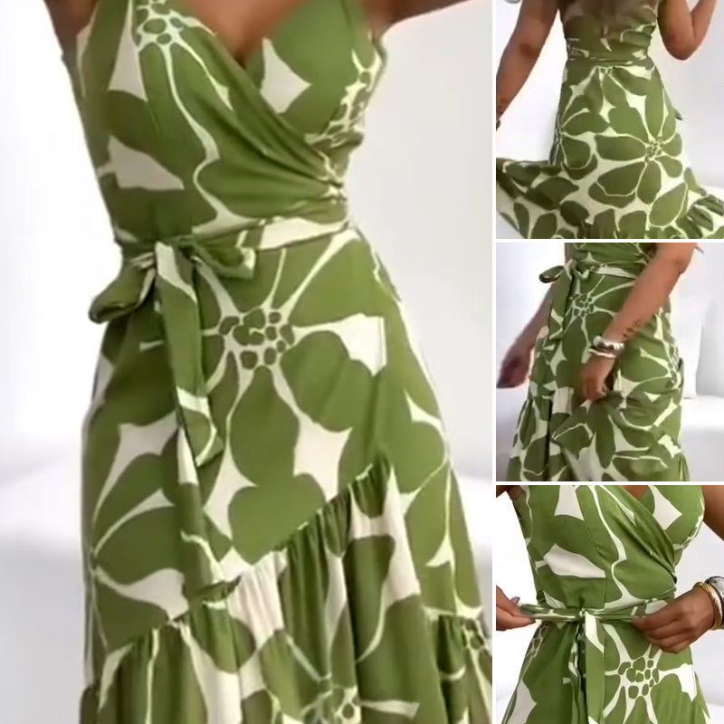 Women's Casual Resort Printed Ruched Tunic Dress